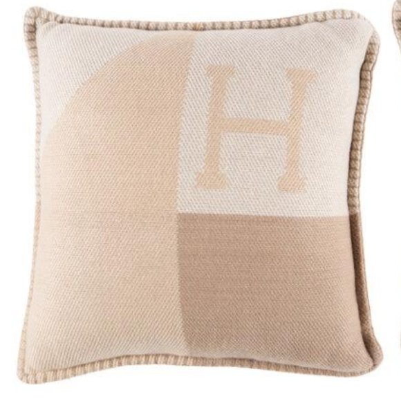 Hermès Set Of Two: Coco & Camomille Cashmere H Drapeau Pillows